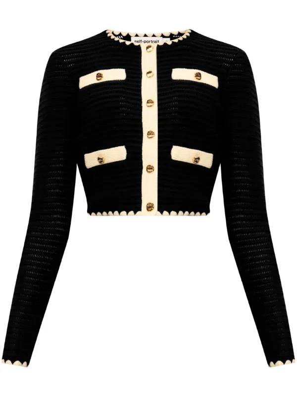 Self-Portrait crochet-knit Cropped Cardigan Blue FARFETCH IL