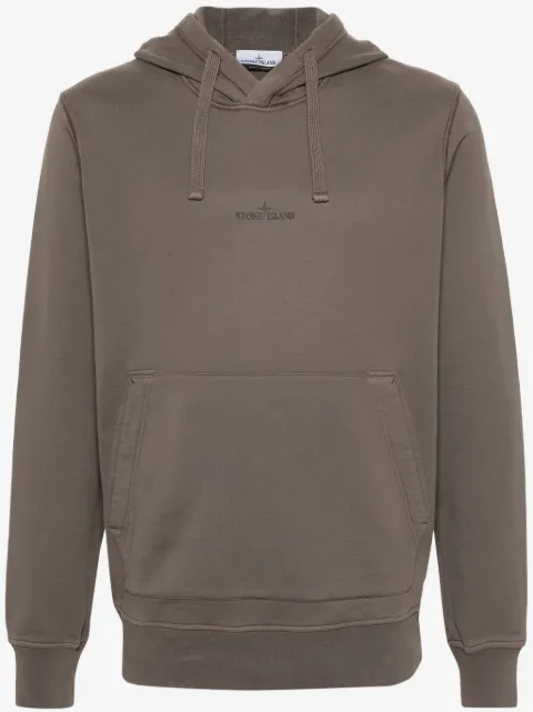 Stone Island logo-print cotton hoodie