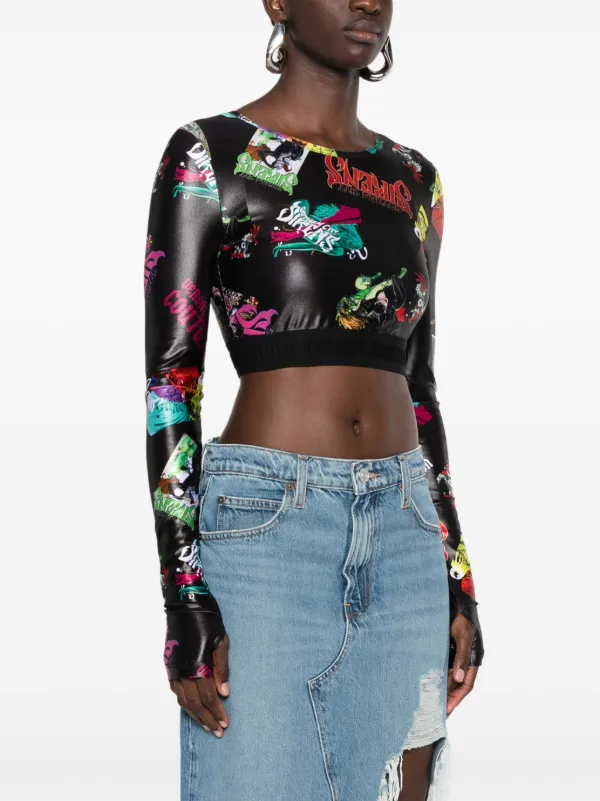 ★VERSACE★グラフィック プリント クロップ Tシャツ Versace Jeans Couture グラフィック クロップド Tシャツ