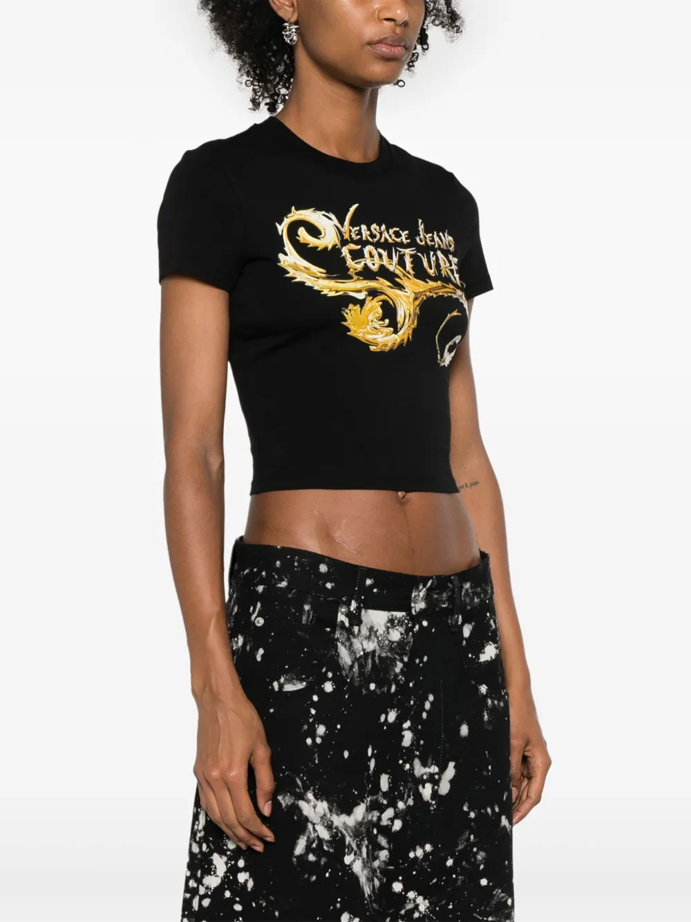 Cheap Versace Jeans Couture Chromo Couture cropped T-shirt Women