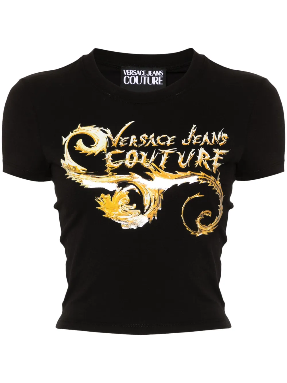 Versace Jeans Couture Chromo Couture cropped T-shirt Zwart
