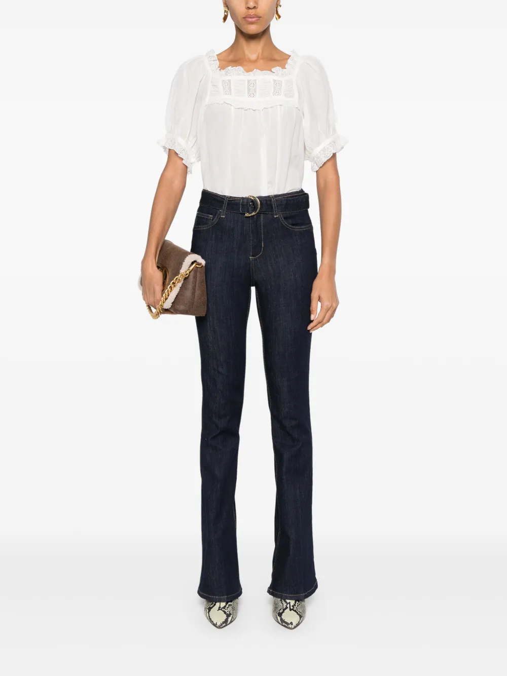 LIU JO Flared jeans met ceintuur - Blauw