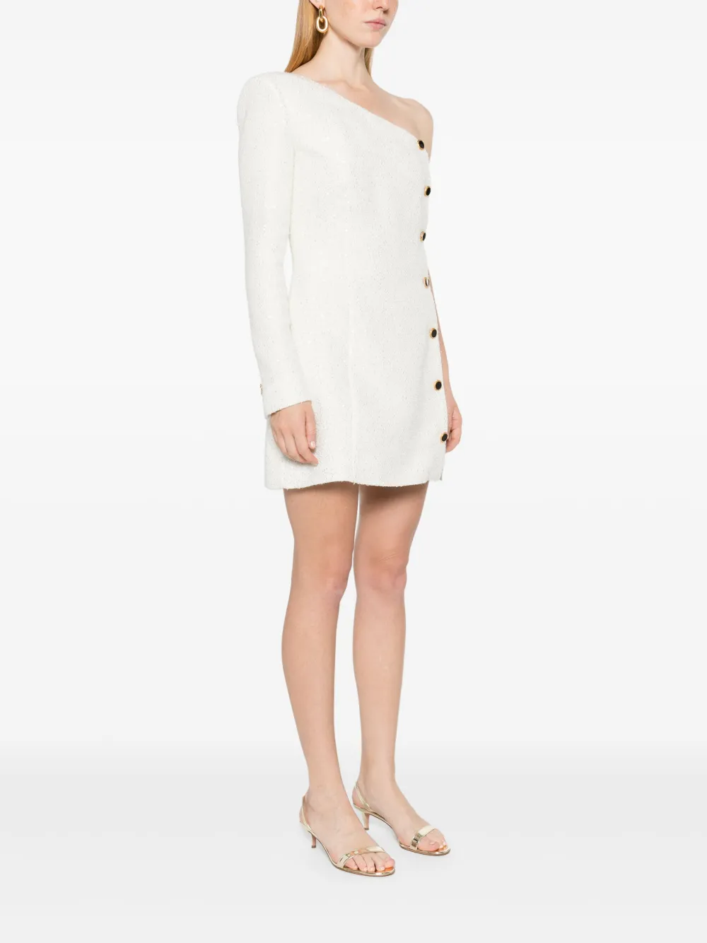 Alessandra Rich Asymmetrische mini-jurk met pailletten Wit