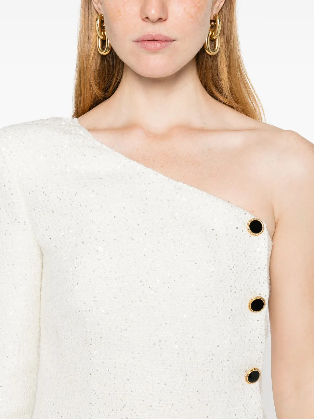 Alessandra Rich Asymmetrische mini-jurk met pailletten Wit