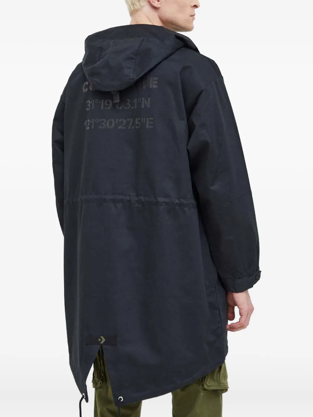 Converse Gelaagd jack met capuchon en rits Zwart