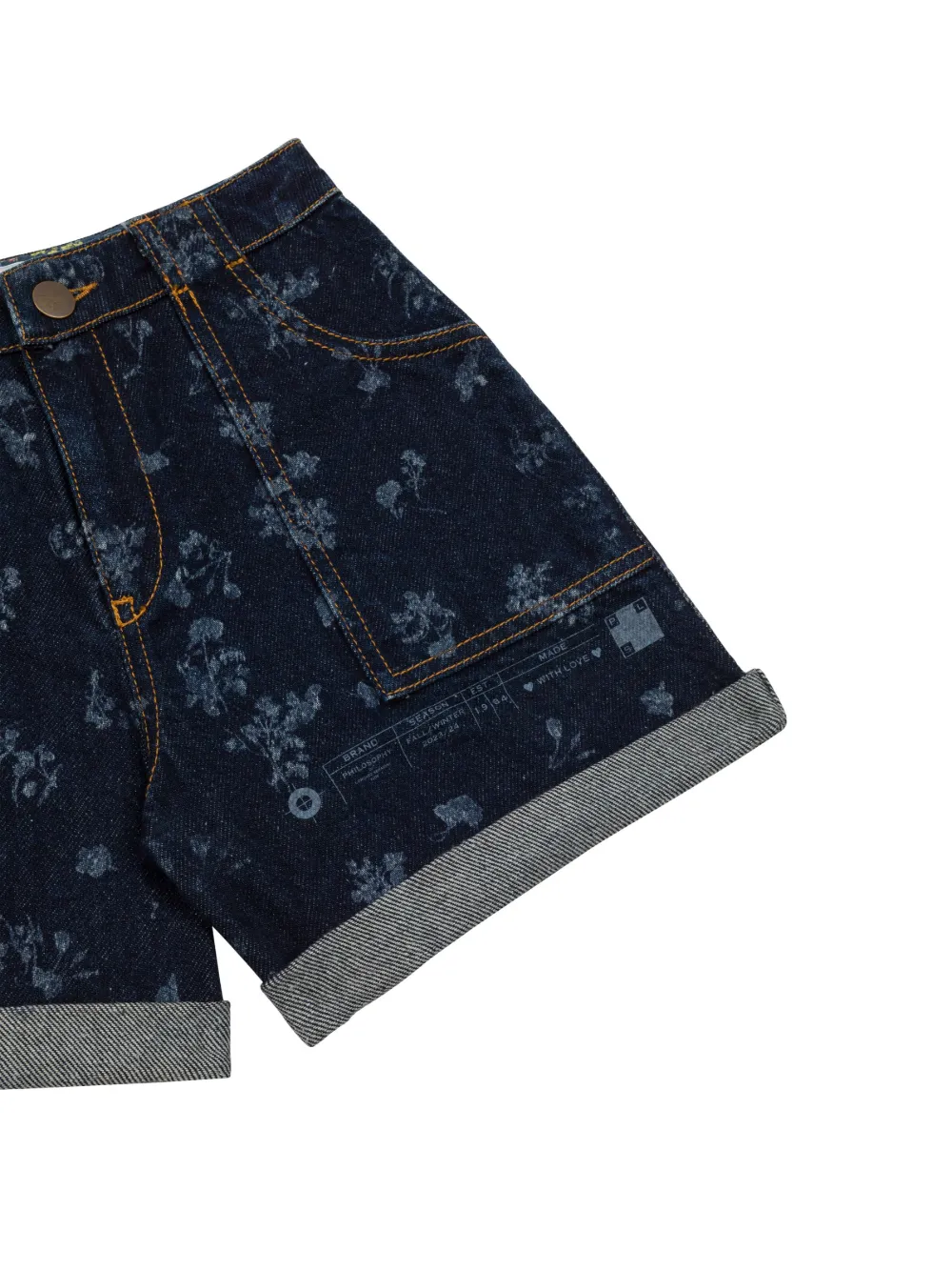 Philosophy Di Lorenzo Serafini Kids Spijkershorts met bloemenprint Blauw