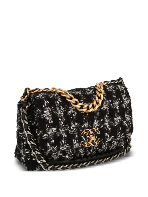 CHANEL Pre-Owned 19 Flap Tweed two-way Shoulde Rbag | Silver 