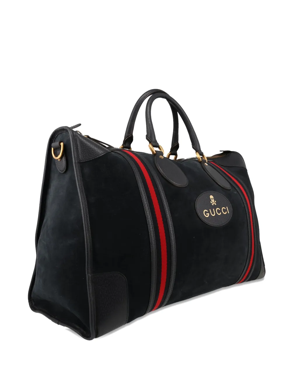 Pre-owned Gucci Web-stripe Suede Tote Bag In Blue