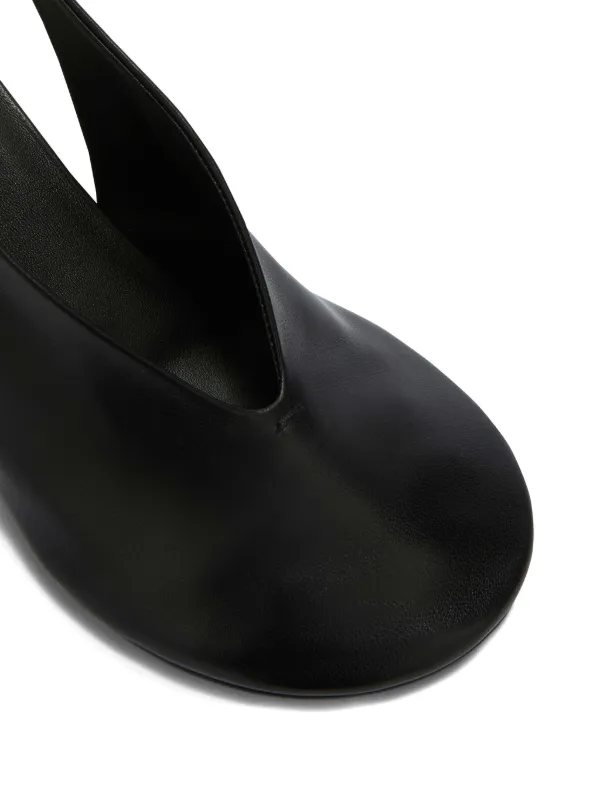 Jil Sander Slingback Flat Leather Clogs | Black | FARFETCH