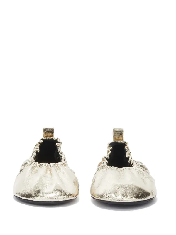 Jil Sander gathered-detail Leather Ballerina Shoes | Yellow