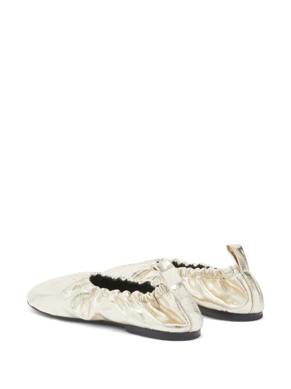 Jil Sander gathered-detail Leather Ballerina Shoes | Yellow | FARFETCH