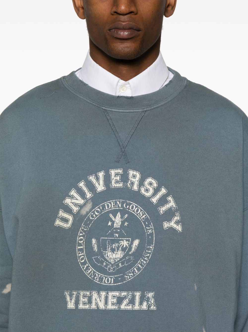 Shop Golden Goose Martin Cotton Sweatshirt In Blue