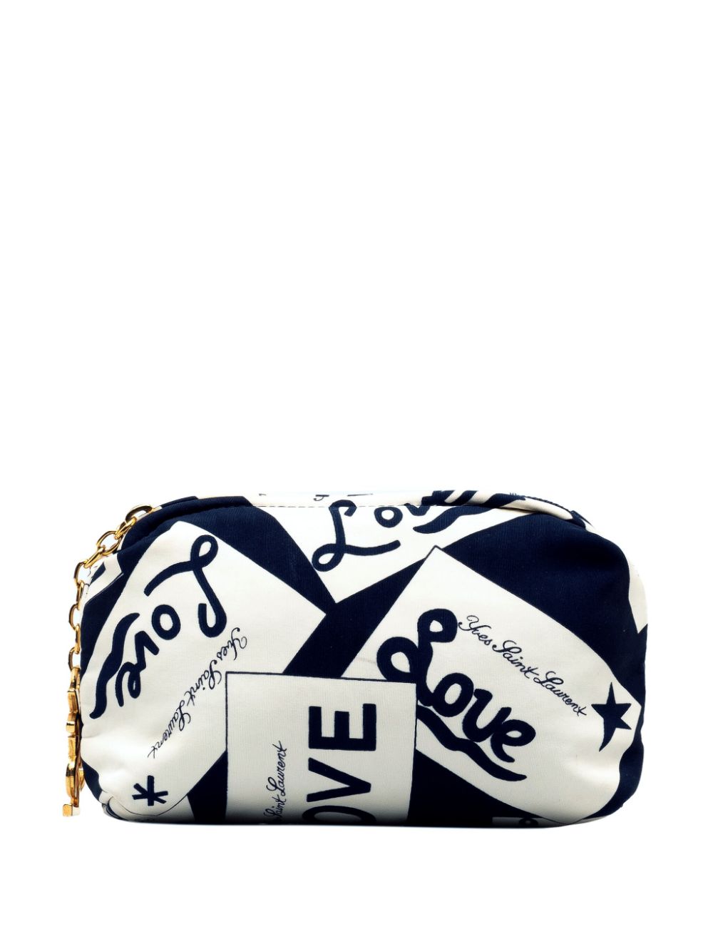 Pre-owned Saint Laurent 20th Century Printed Canvas Pouch In Blue