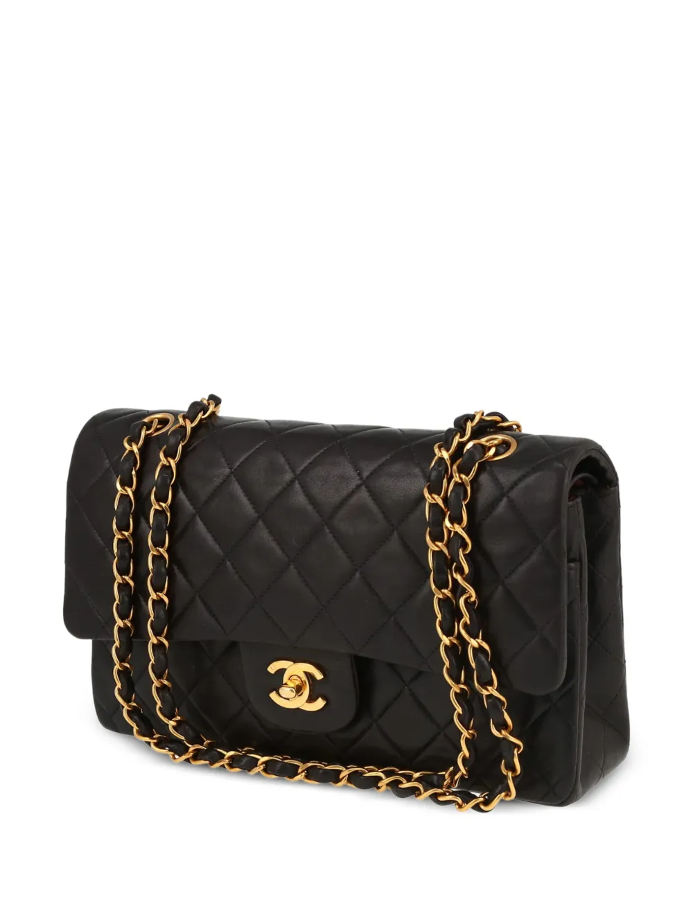 Pre-owned Chanel 1996 Double Flap Shoulder Bag In Black