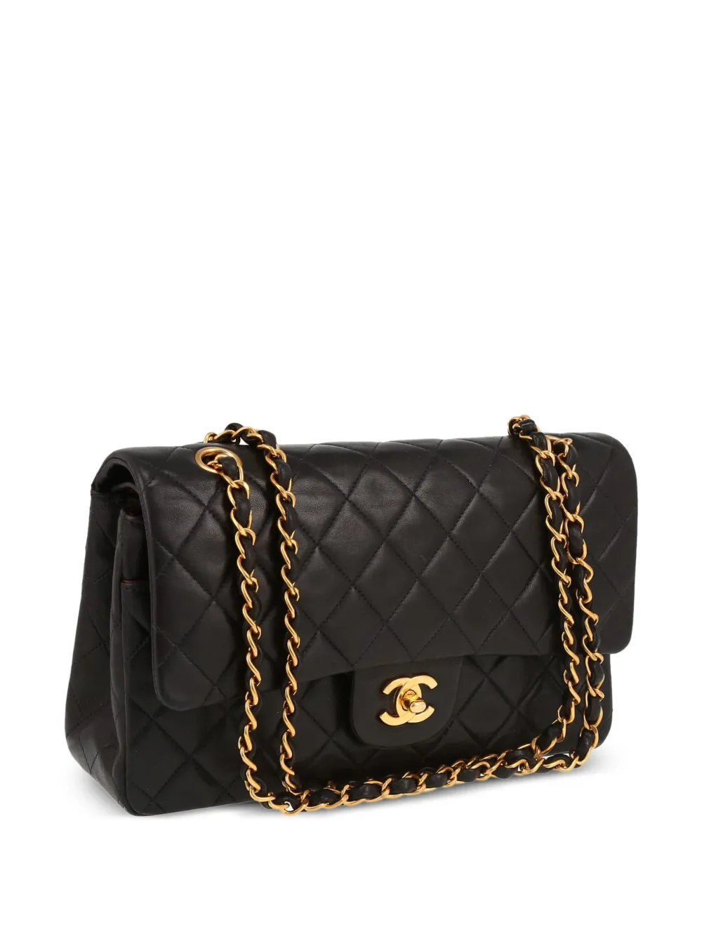 Pre-owned Chanel 1996 Double Flap Shoulder Bag In Black