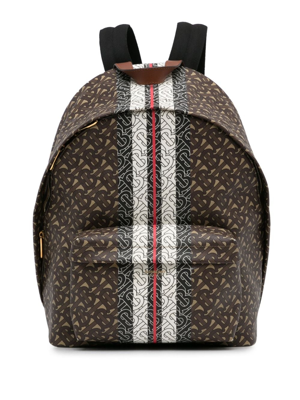 Pre-owned Burberry 2018-2024 Monogram Stripe E-canvas Backpack In Brown