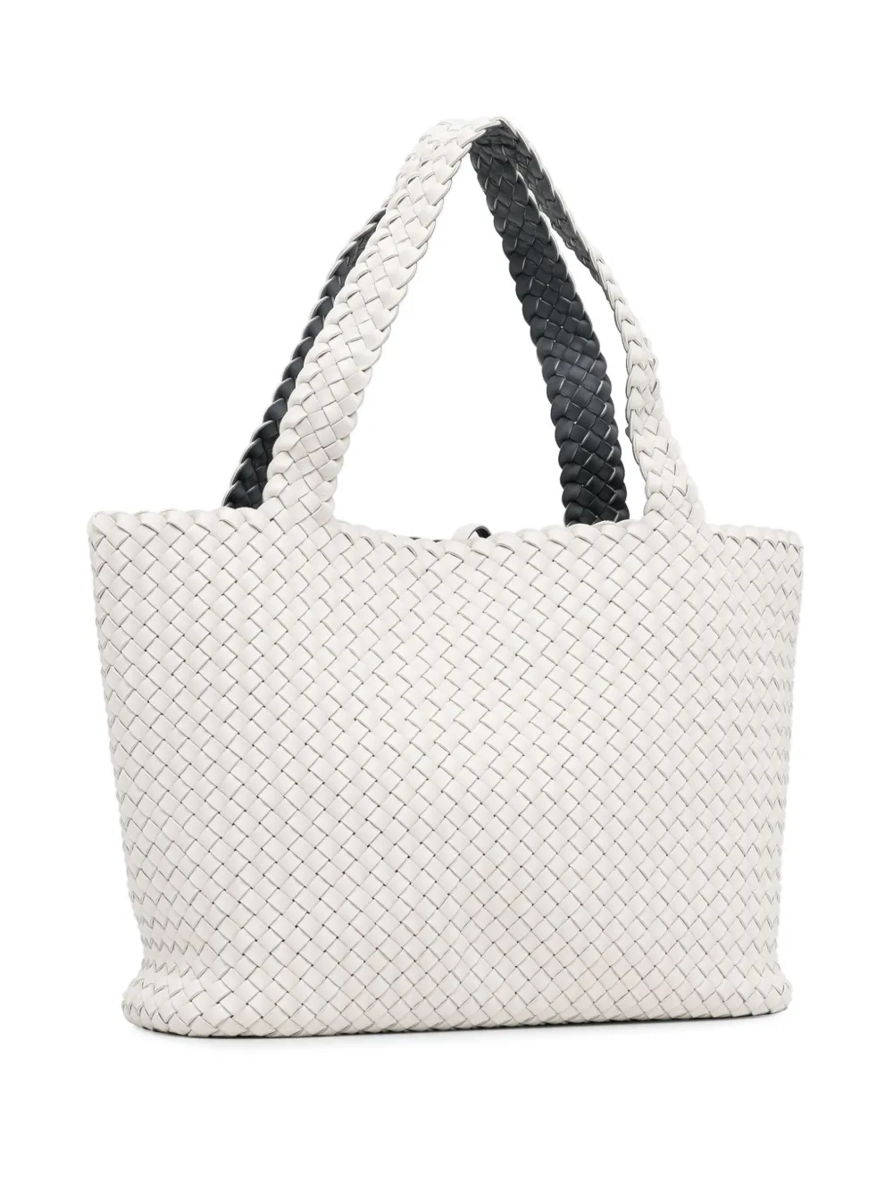 Pre-owned Bottega Veneta 2023 Bicolor Intrecciato Tote Bag In White