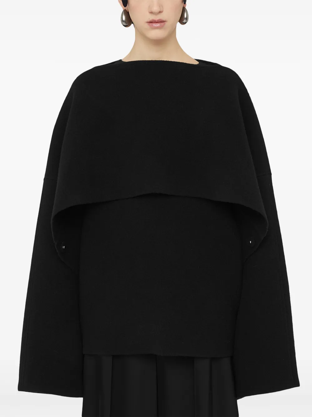 Jil Sander Poncho van wolblend Zwart