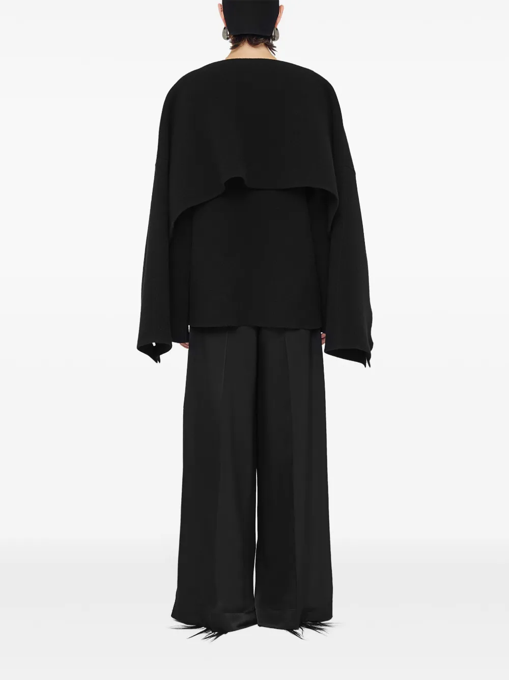 Jil Sander Poncho van wolblend Zwart