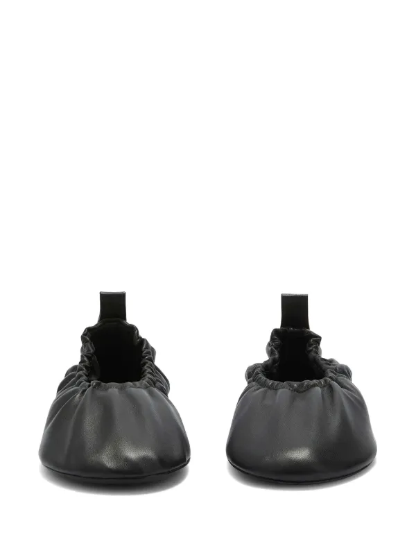 Jil Sander gathered-detail Leather Ballerina Shoes | Black