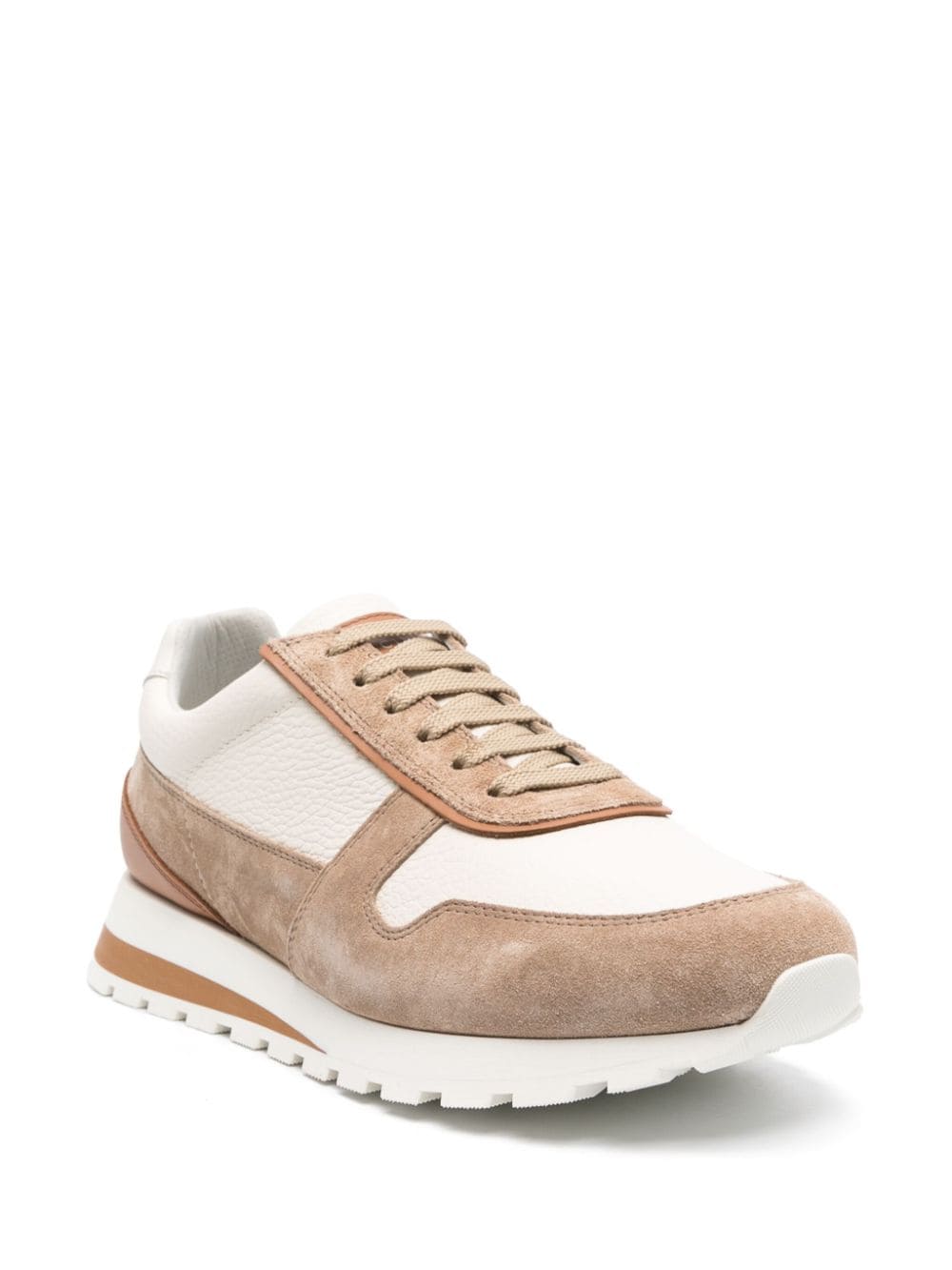 Shop Brunello Cucinelli Panelled Leather Sneakers In Nude