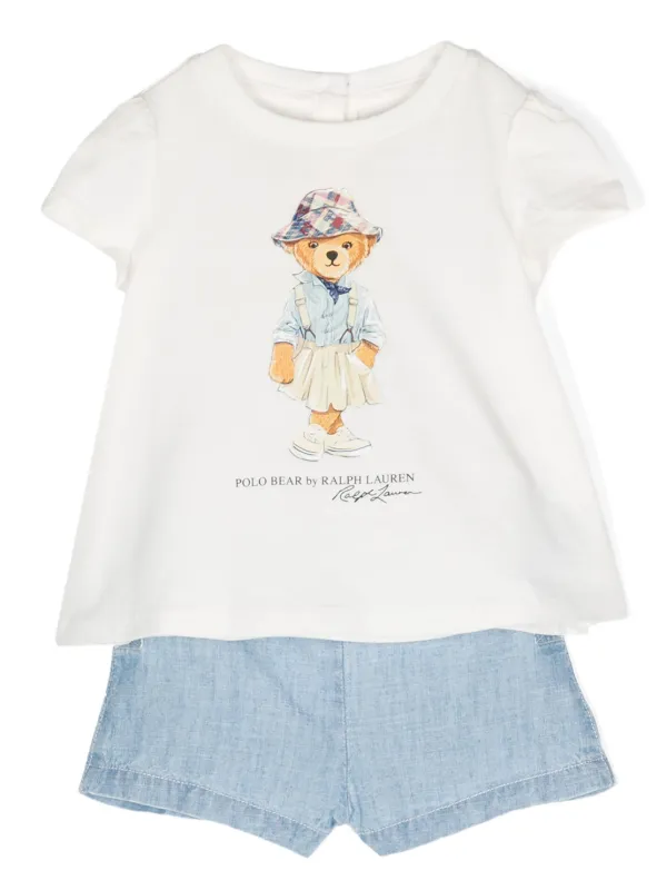 POLO RALPH LAUREN KIDS Polo Bear Cotton Shorts Set White FARFETCH TH