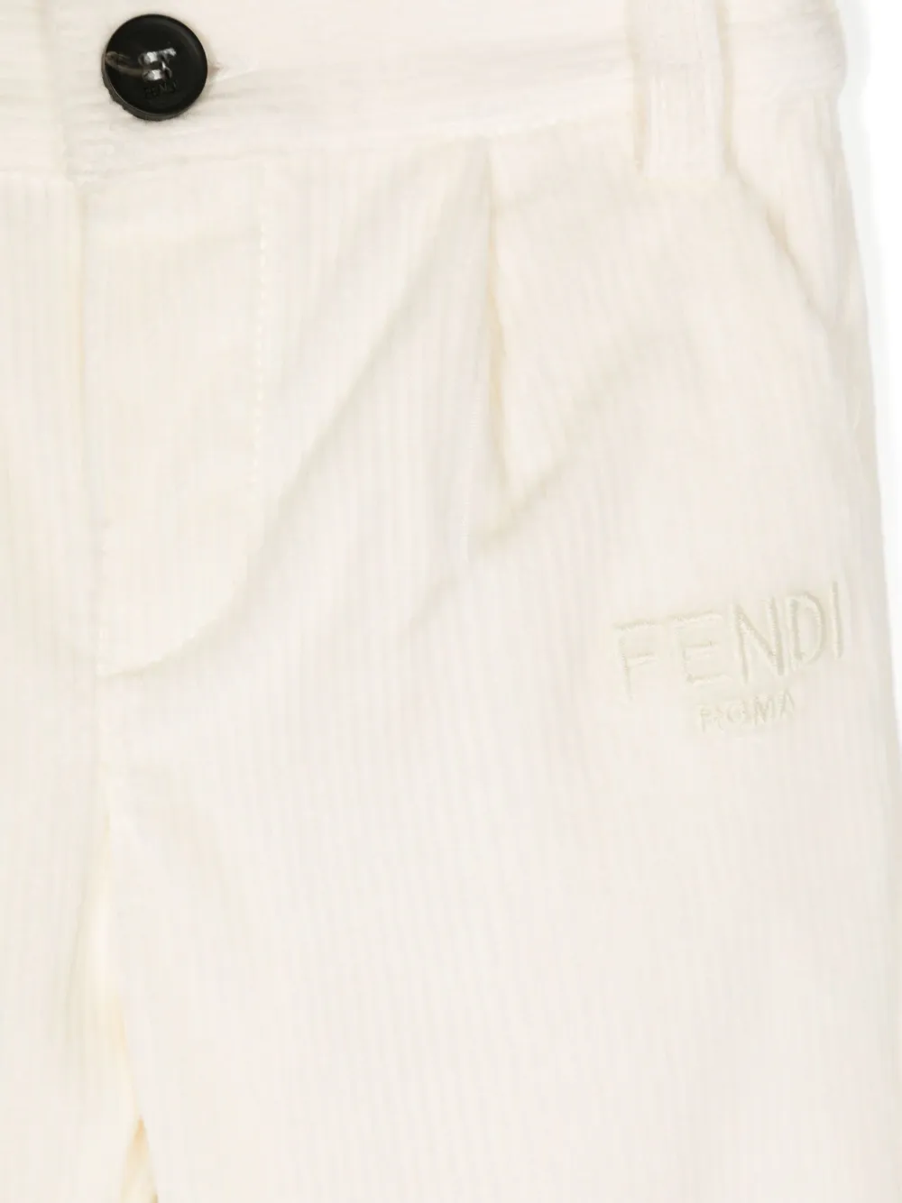 Fendi Kids Ribfluwelen straight broek Beige