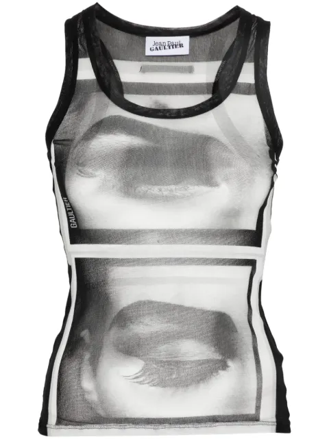 Jean Paul Gaultier face-print mesh top