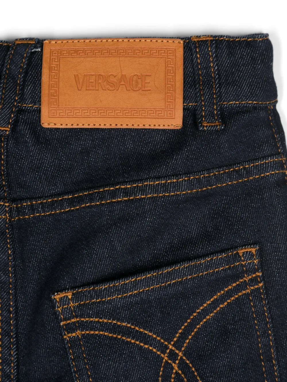 Versace Kids Mid waist straight jeans Blauw