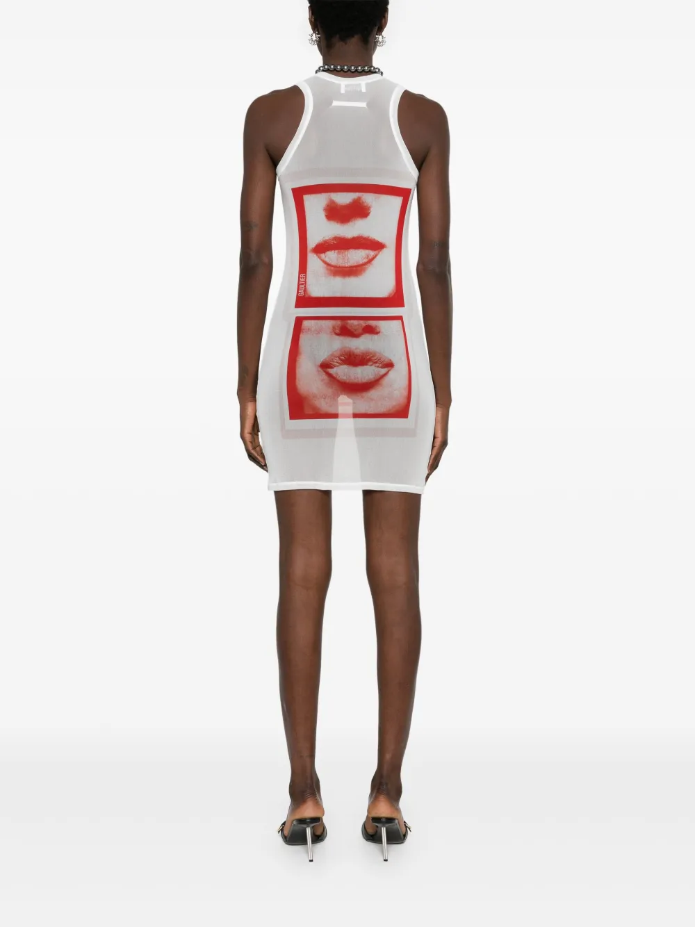 Jean Paul Gaultier Mini-jurk met gezichtsprint Wit