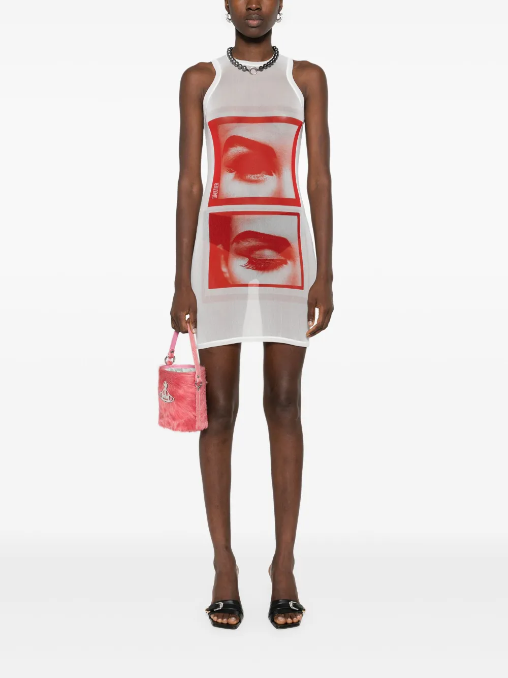 Jean Paul Gaultier Mini-jurk met gezichtsprint - Wit
