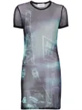 Jean Paul Gaultier Pigalle-print mesh mini dress - Blue