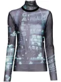 Jean Paul Gaultier Pigalle-print mesh T-shirt - Blue
