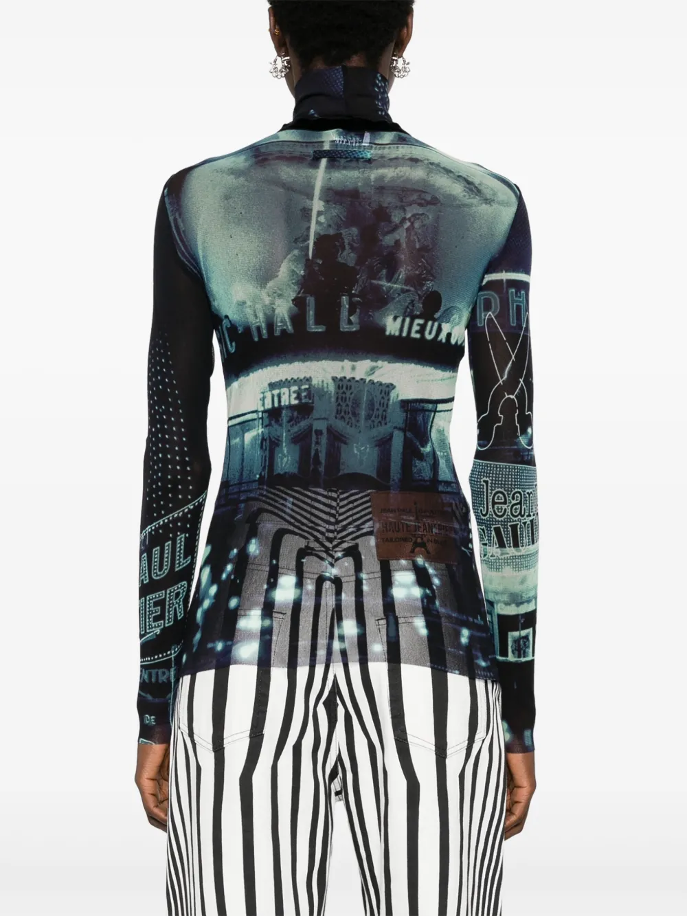 Jean Paul Gaultier T-shirt met mesh Blauw