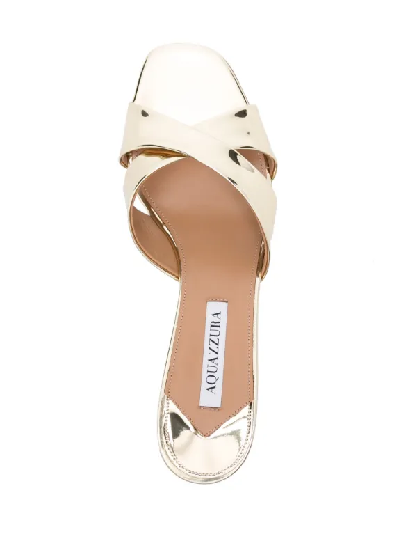 Aquazzura Divine 50mm Mirrored Mules | Gold | FARFETCH
