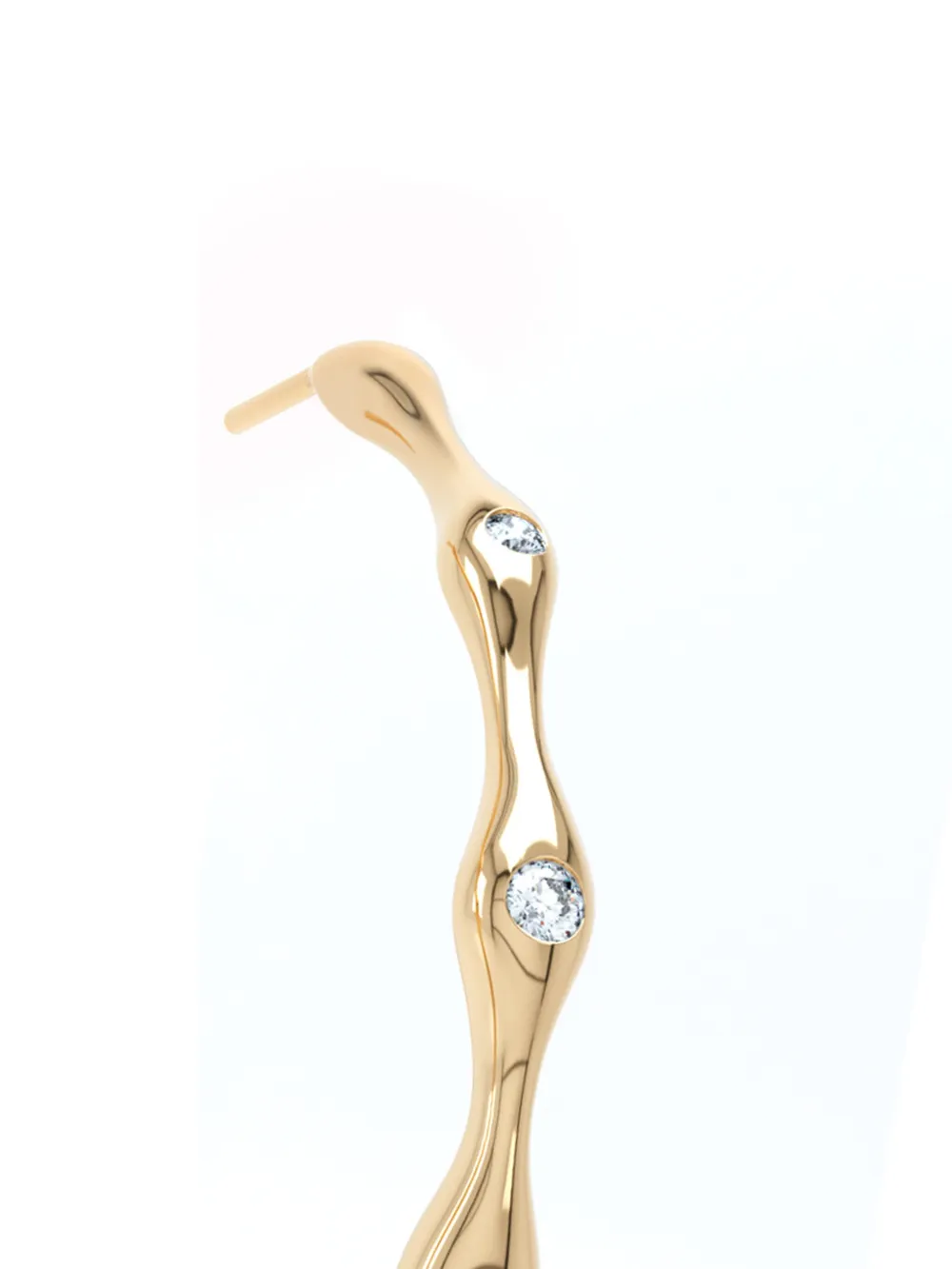 LOEV  aretes Curve en oro amarillo reciclado de 14kt con diamante | Joyas de lujo | Image 2