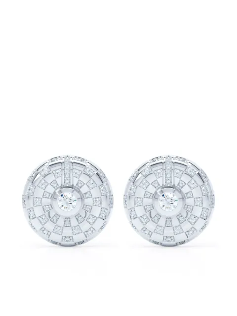 LOEV  18kt recycled white gold Toi et Moi checkerboard earrings 