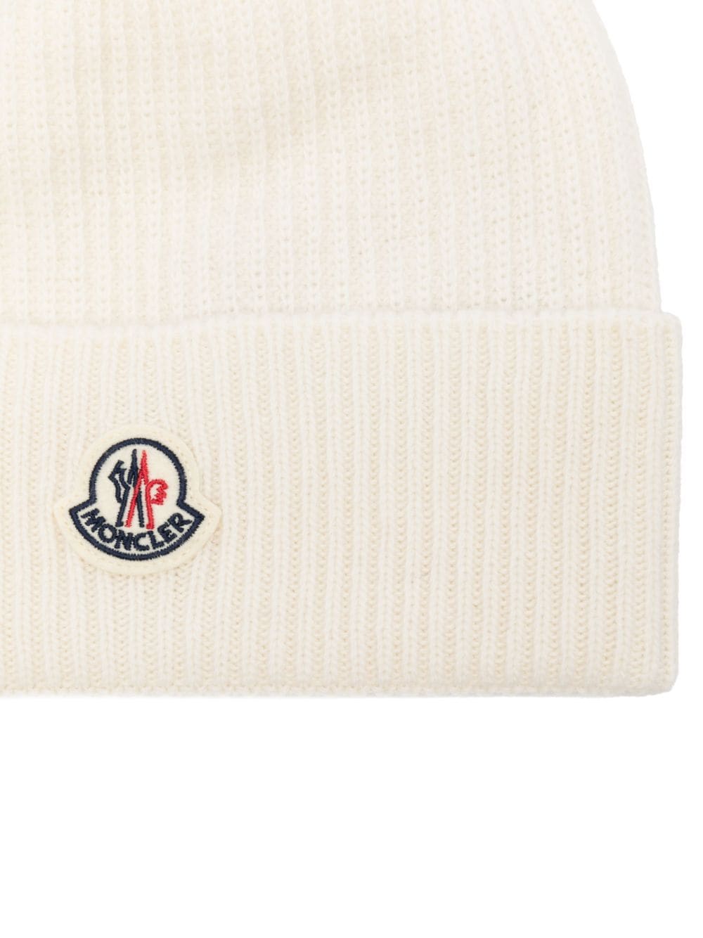 Moncler logo-patch beanie hat - White