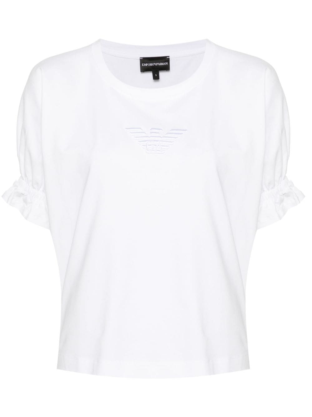 Emporio Armani Logo-embroidered Elasticated-cuffs T-shirt In White