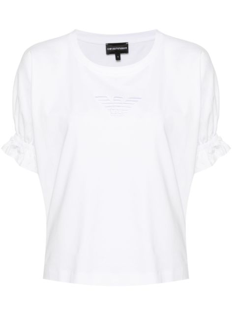 Emporio Armani logo-embroidered elasticated-cuffs T-shirt Women