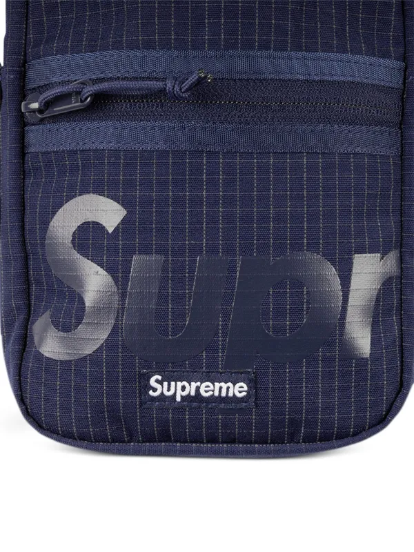 Supreme logo print grid pattern Shoulder Bag Blue FARFETCH AU