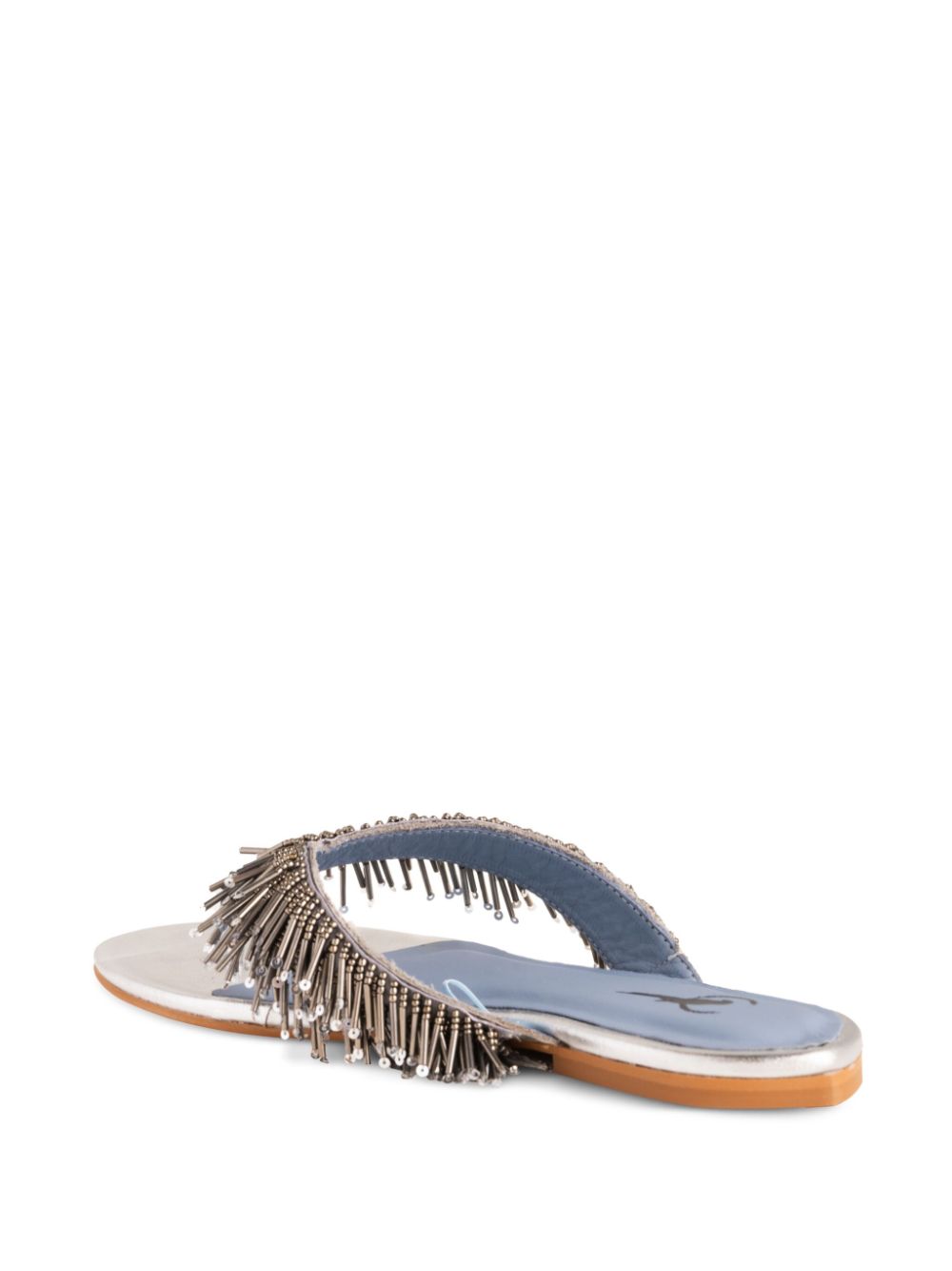 Blue Bird Shoes Leren slippers met franje Zilver