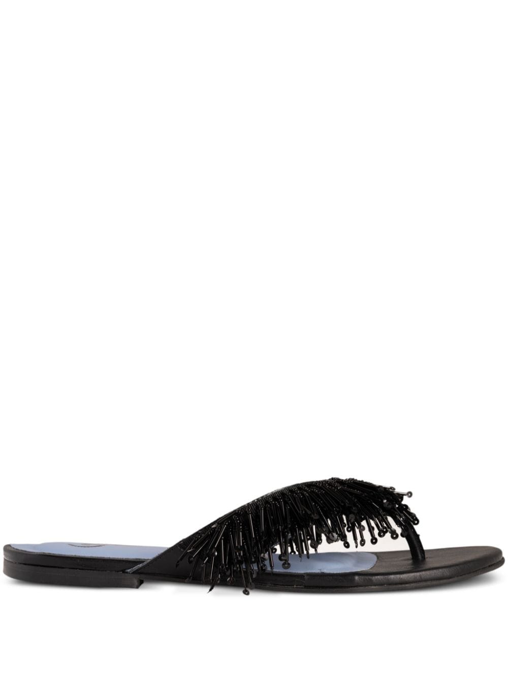 Blue Bird Shoes frayed leather slides Black