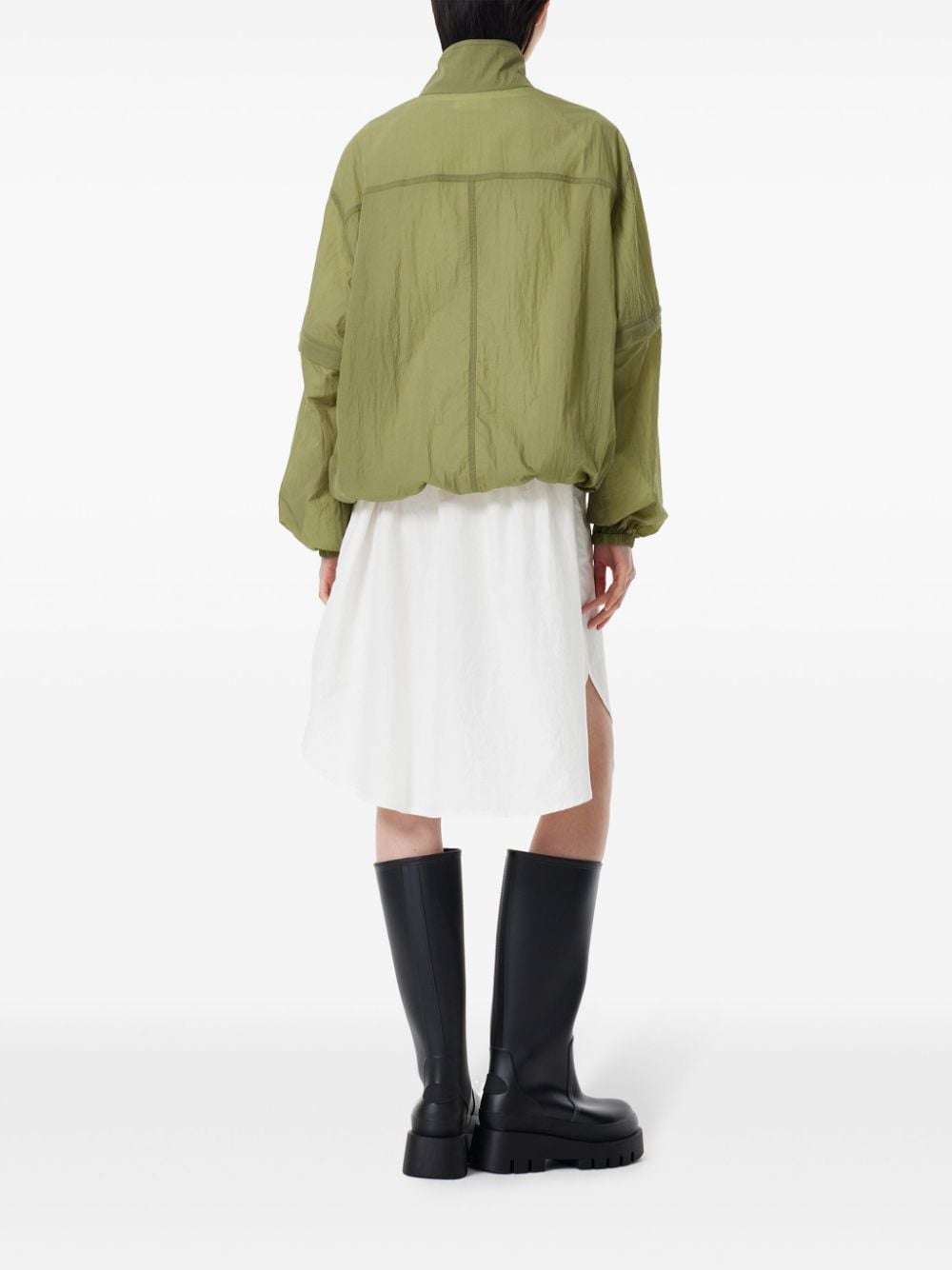 Shop Studio Tomboy Detachable-sleeves High-neck Jacket In Green