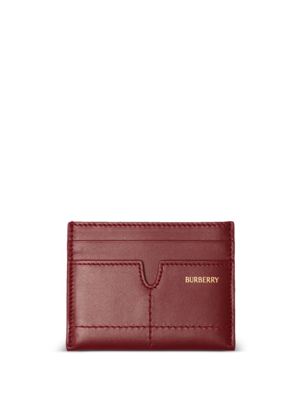 Shop Burberry Snip Card Leather Case In Red