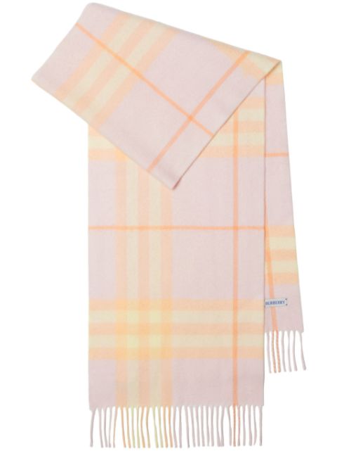 Burberry checked cashmere fringe scarf Women