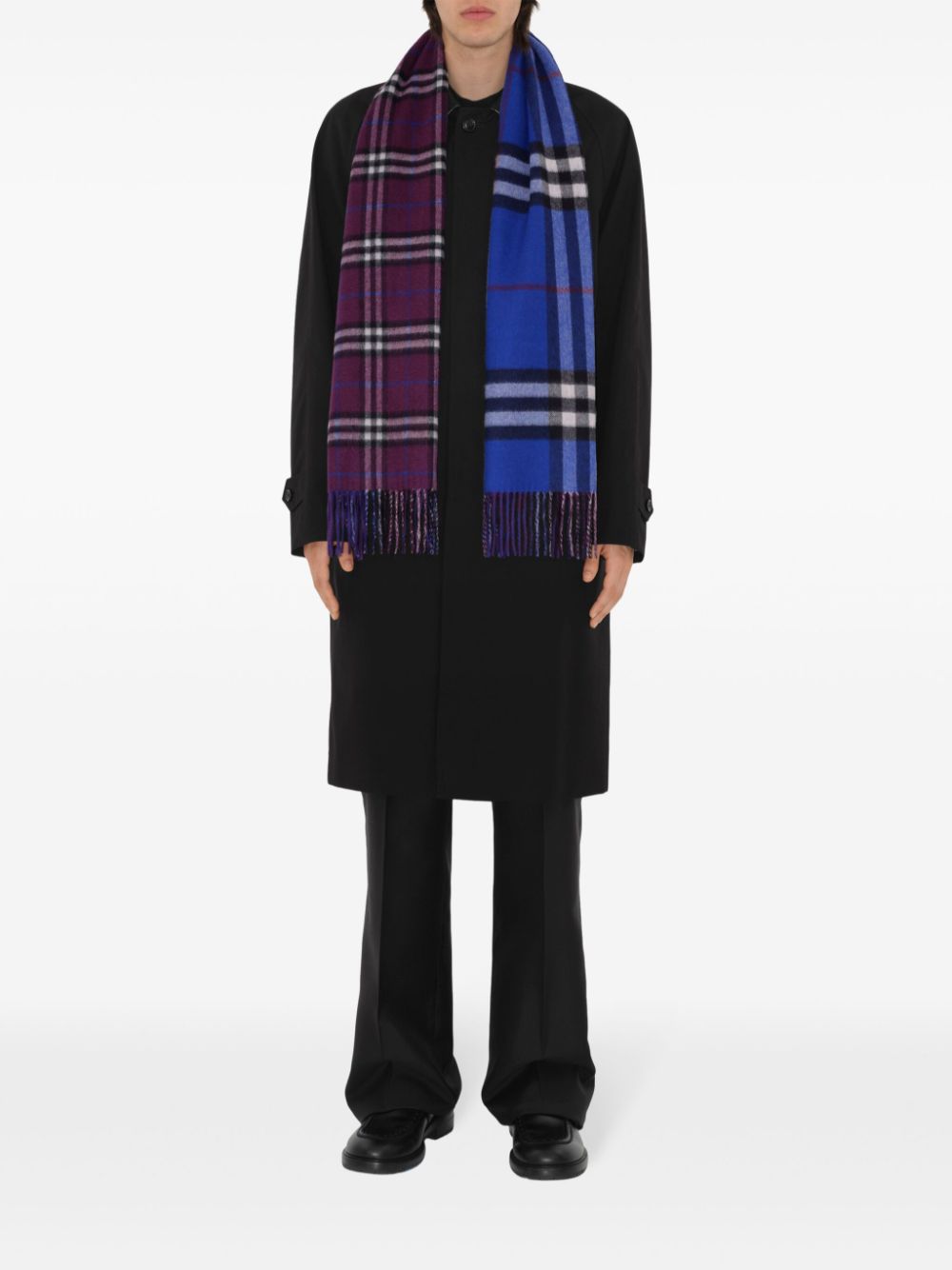 Cheap Burberry reversible checked cashmere scarf Women