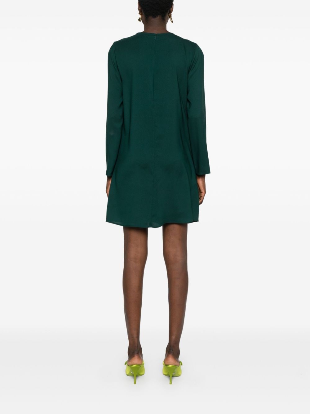 Shop Emporio Armani Draped-panel Long-sleeve Dress In Green