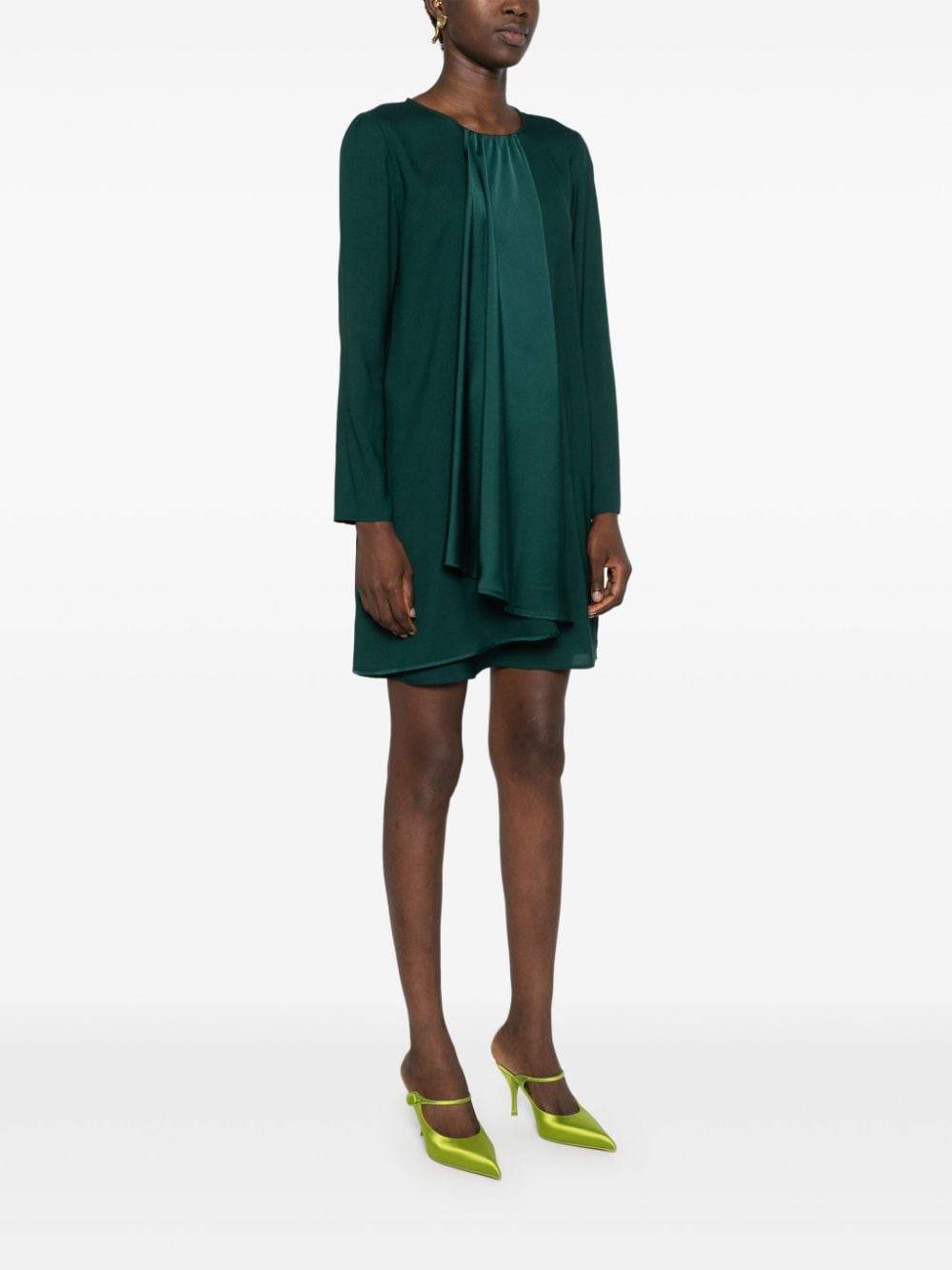 Shop Emporio Armani Draped-panel Long-sleeve Dress In Green