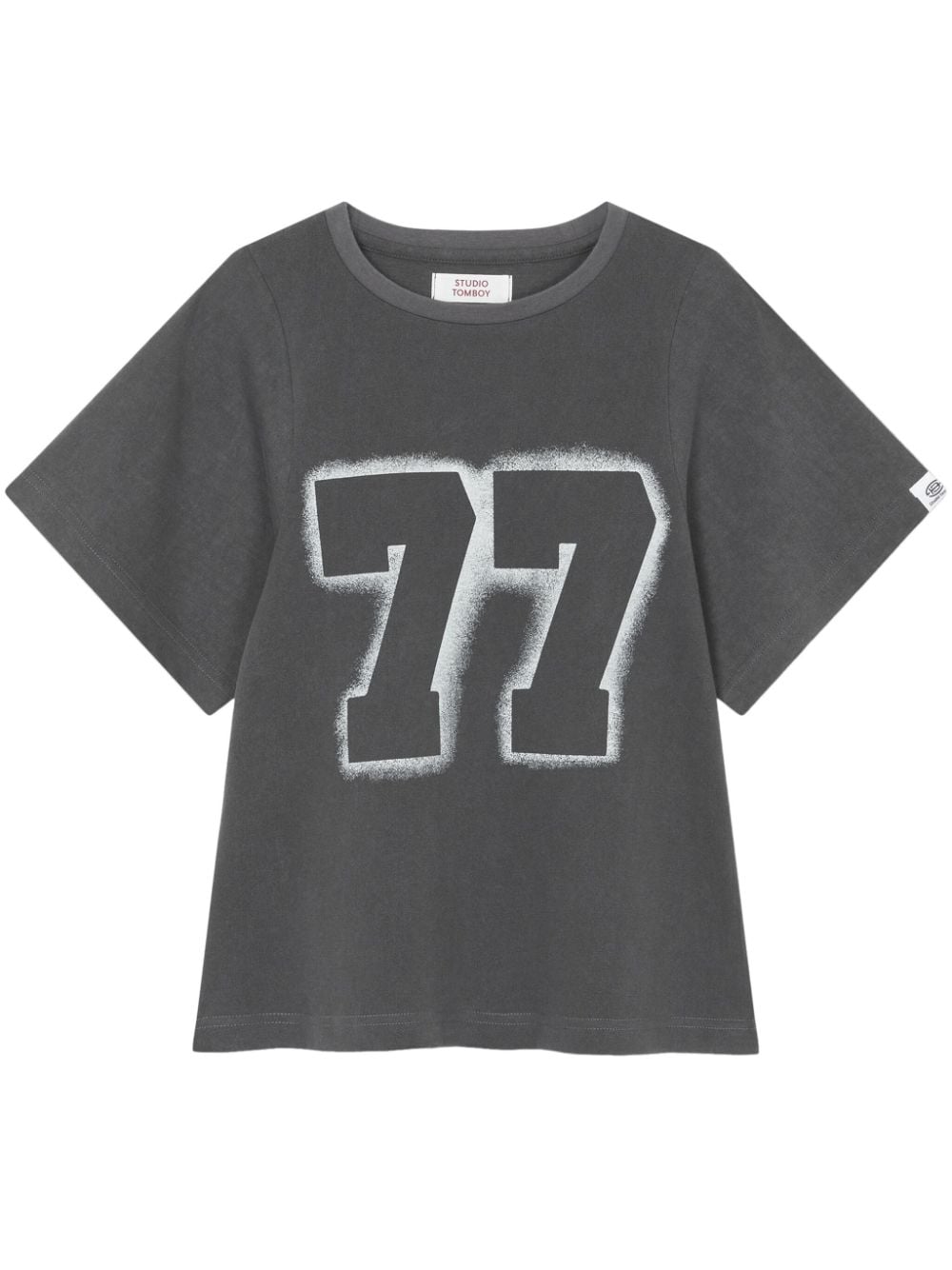 Studio Tomboy 77-print Cropped T-shirt In Gray